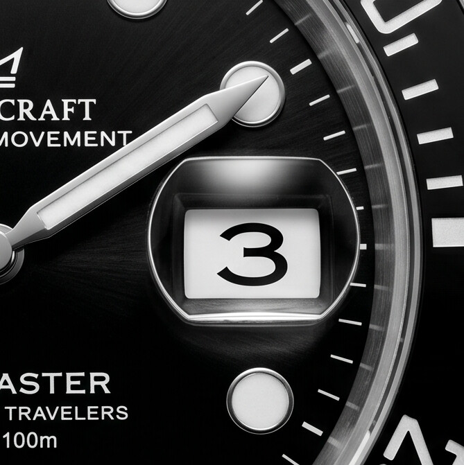 CrownCraft DEEPMASTER sapphire crystal and bezel closeup