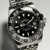 CrownCraft MERIDIAN-GMT sapphire crystal dial detail
