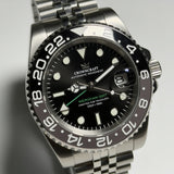 CrownCraft MERIDIAN-GMT automatic watch dial detail