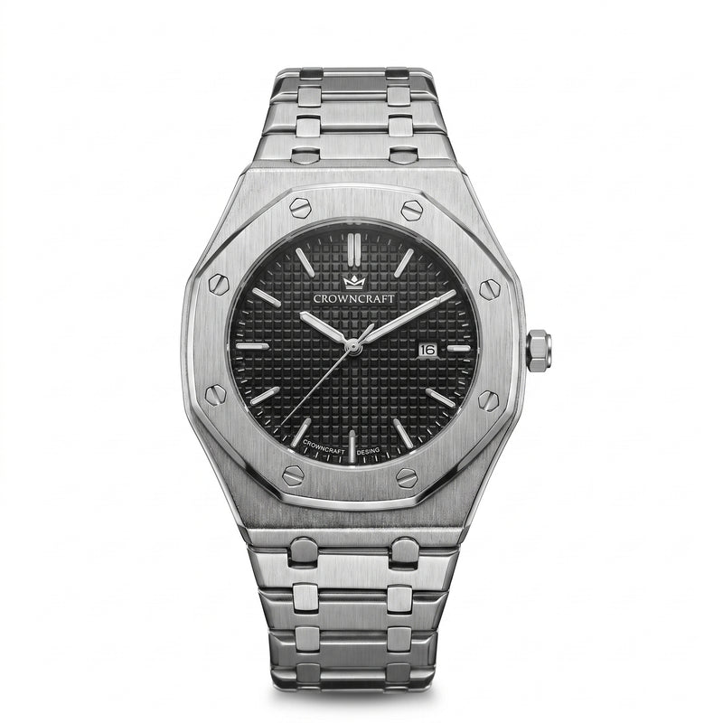 CrownCraft OCTANE octagonal quartz watch, front view, ICONS collection