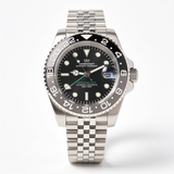 CrownCraft MERIDIAN-GMT automatic GMT watch with blue-red ceramic bezel